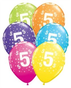 Age 5 Latex 11" Balloons 6pk