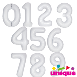 Powder White Number Balloons