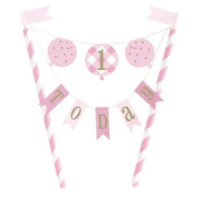 1st Birthday Pink Gingham Cake Topper