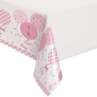 1st Birthday Pink Gingham Table Cover