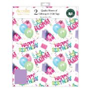 Pink Happy Birthday Gift Wrap