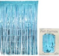 Light Blue Metallic Foil Door Curtain