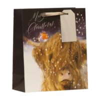 Highland Cow and Robin Medium Gift Bag