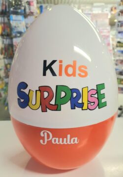 Kids surprise filled large plastic egg personalised.